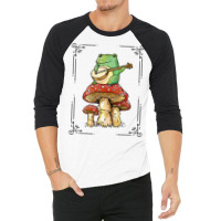 Cottage Core Frog Playing Banjo On Top Of A Mushroom 3/4 Sleeve Shirt | Artistshot