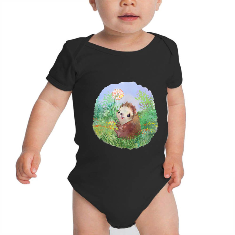 Cute Hedgehog Holding A Dandelion Flower Baby Bodysuit by KarinLeighPurcell | Artistshot