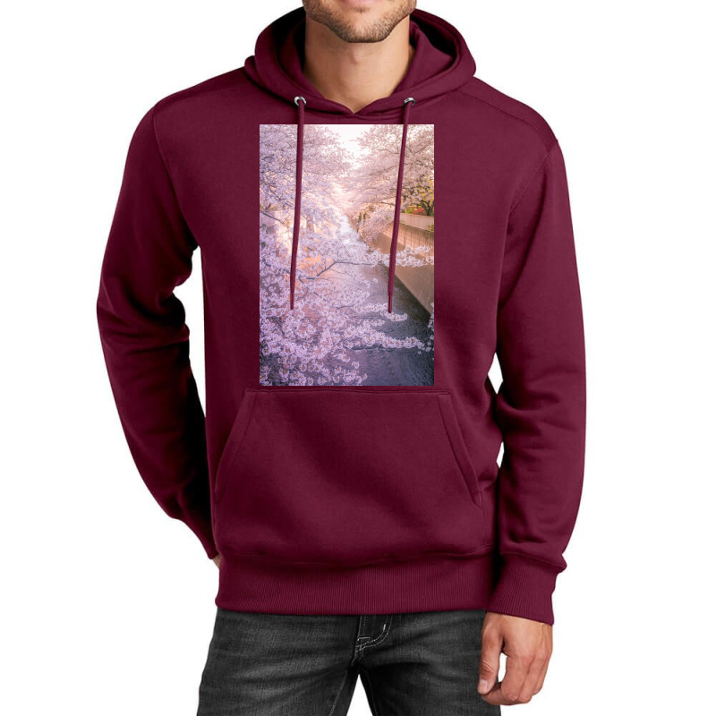 Sakura Tree Over Kanda Gawa River Poster Yellow Unisex Hoodie by vulumagelsyh | Artistshot