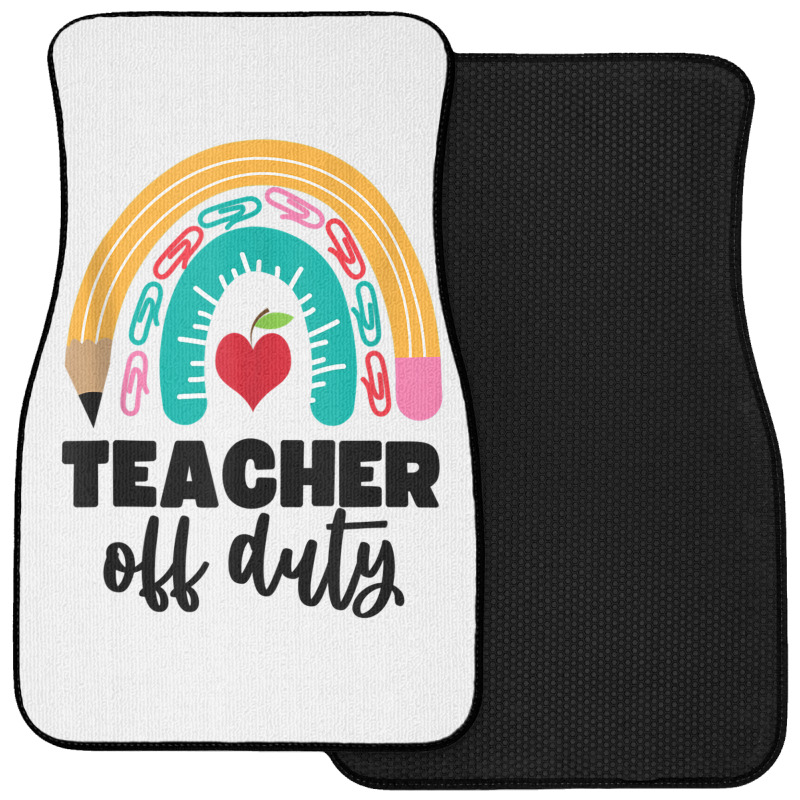 Teacher Off Duty Shirt Pencil Rainbow Apple Teacher Off Duty Tank Top Front Car Mat | Artistshot