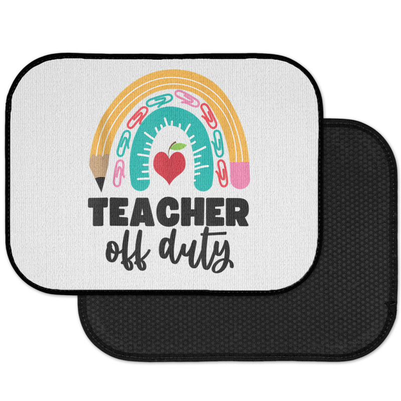 Teacher Off Duty Shirt Pencil Rainbow Apple Teacher Off Duty Tank Top Rear Car Mat | Artistshot