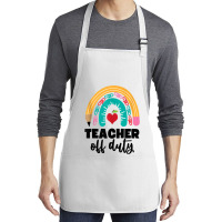 Teacher Off Duty Shirt Pencil Rainbow Apple Teacher Off Duty Tank Top Medium-length Apron | Artistshot