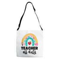 Teacher Off Duty Shirt Pencil Rainbow Apple Teacher Off Duty Tank Top Adjustable Strap Totes | Artistshot