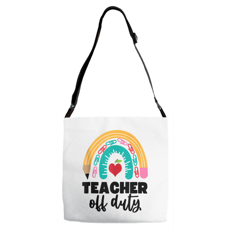 Teacher Off Duty Shirt Pencil Rainbow Apple Teacher Off Duty Tank Top Adjustable Strap Totes | Artistshot