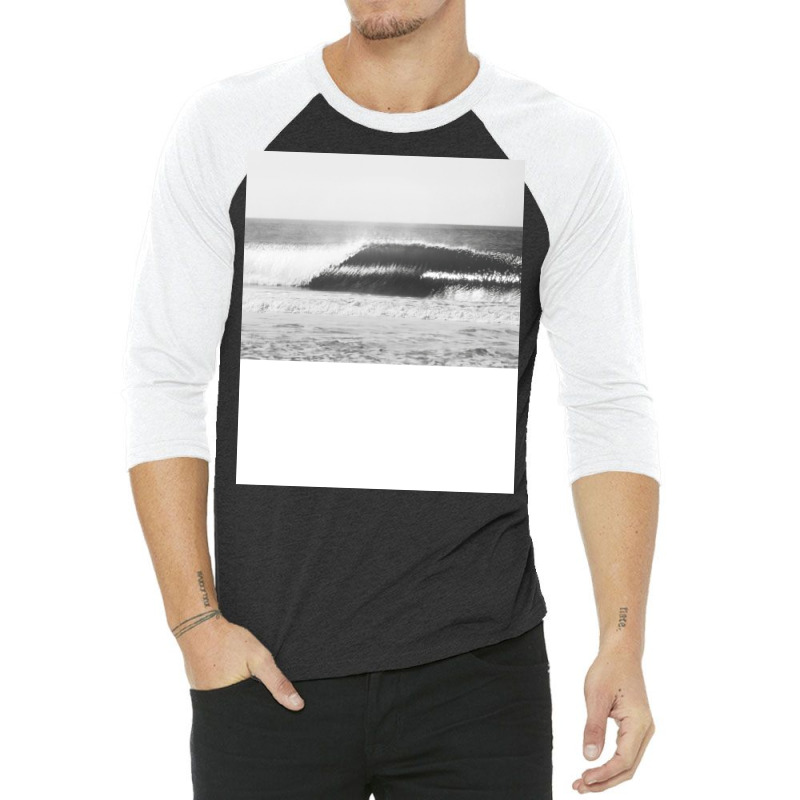 Black And White Ocean Wave 3/4 Sleeve Shirt | Artistshot