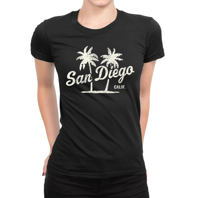 Trending San Diego California Vintage 70s Palm Trees Ladies Fitted T-Shirt by michaelyounger19 | Artistshot