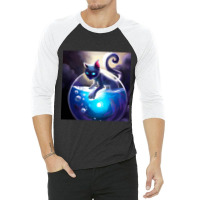 Trending Magical Cat Harnesses The Glowing Power Of A Mystical Fish Bo 3/4 Sleeve Shirt | Artistshot