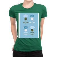 Basket Flower Blue Ladies Fitted T-shirt | Artistshot