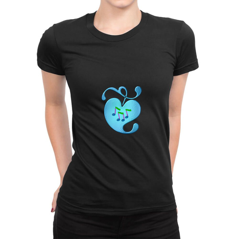 Music Notes In Heart Ladies Fitted T-Shirt by MichaelVictory | Artistshot