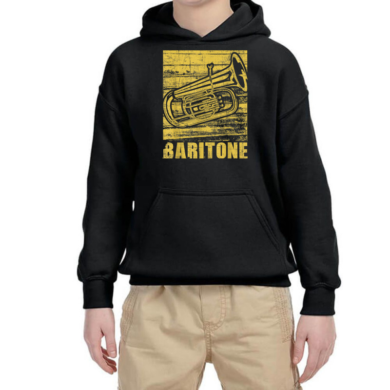 Baritone   Distressed Euphonium Lover Marching Bandmaster T Shirt Youth Hoodie | Artistshot