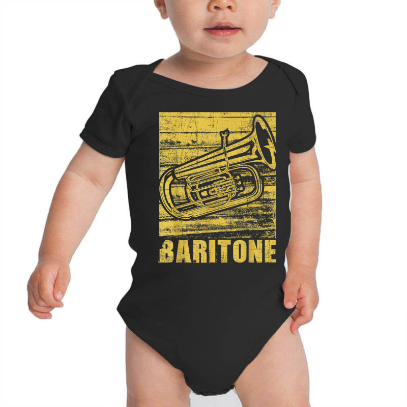 Baritone   Distressed Euphonium Lover Marching Bandmaster T Shirt Baby Bodysuit | Artistshot