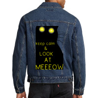 Keep Calm And Look At Meeeow Cat Hypnotic Men Denim Jacket | Artistshot