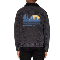 Hot Trend Bar Harbor Me Sailboat Vintage 80s Sunset Unisex Sherpa-lined Denim Jacket | Artistshot