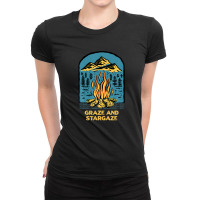 Graze And Stargaze Camping Wildlife Camper Outdoor Traveler Ladies Fitted T-shirt | Artistshot