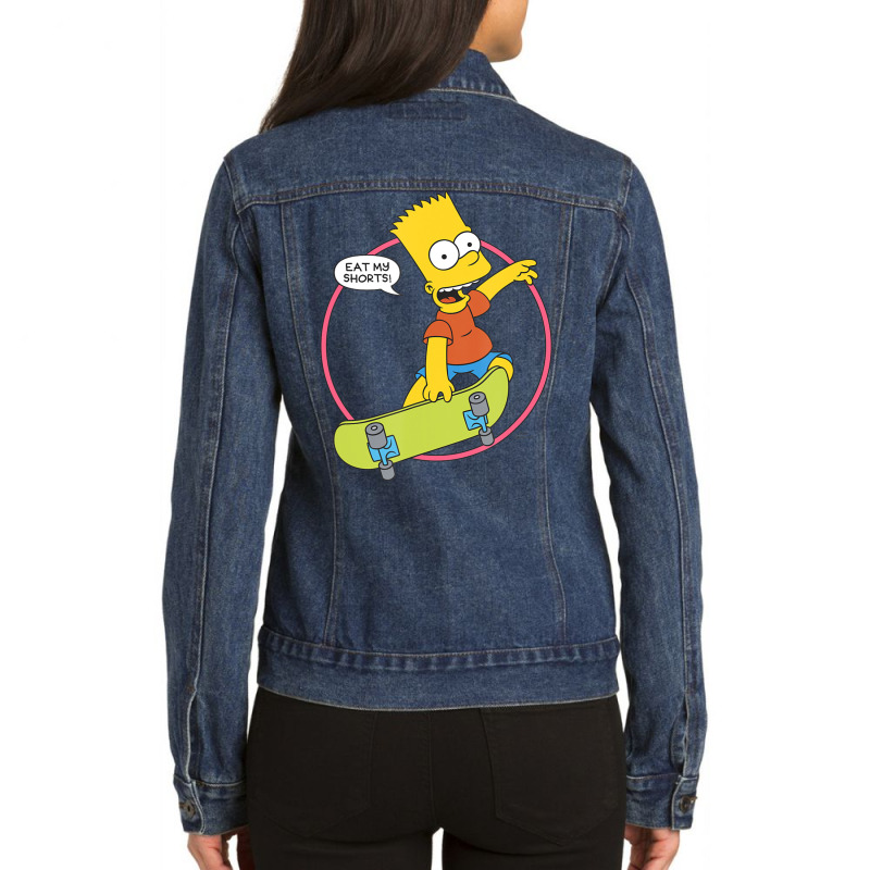 The Simpsons Bart Simpson Eat My Shorts Ladies Denim Jacket by Min09 | Artistshot