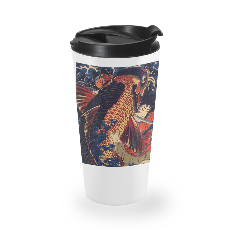 Fighting The Giant Carp Japanese Tshirt Travel Mug | Artistshot