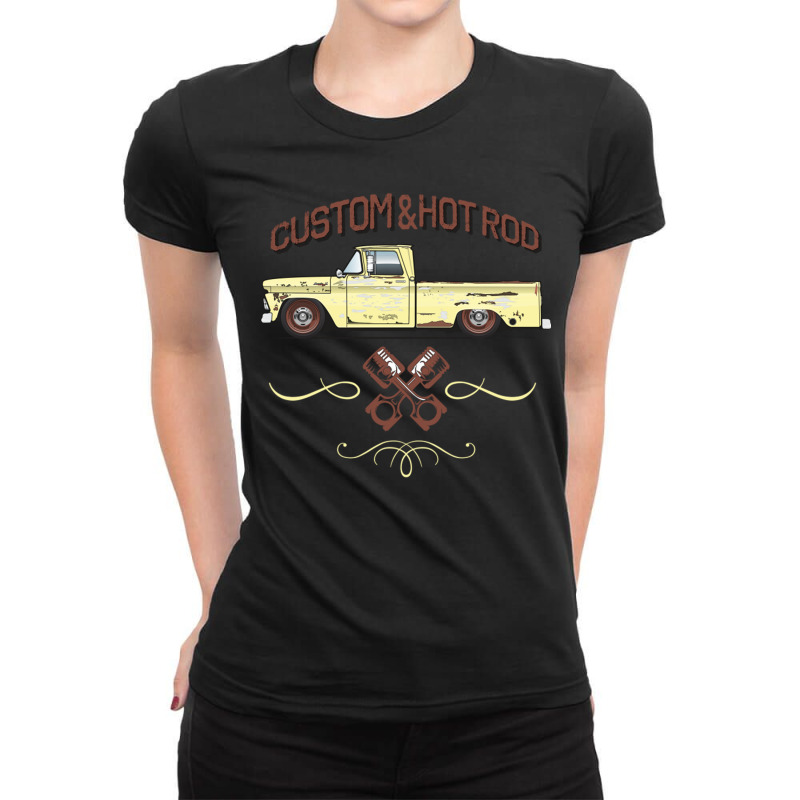 Hot Rod Patina Flaxen Yellow Ladies Fitted T-Shirt by MernaPutney | Artistshot