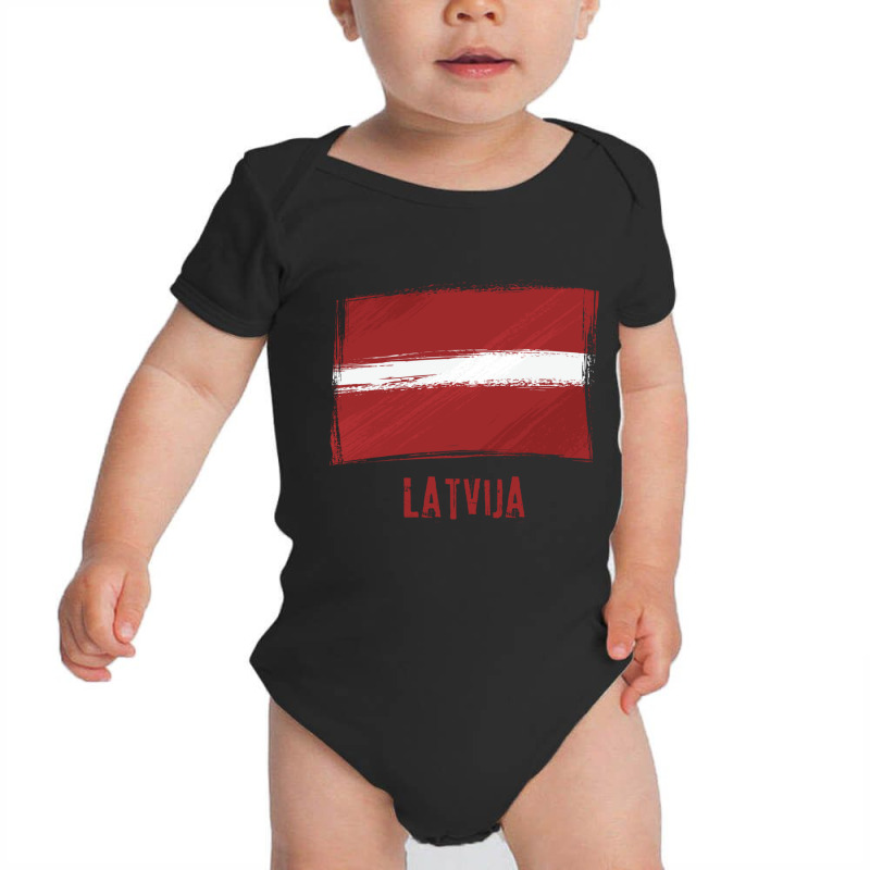 Grunge Latvia Flag  Latvija Latvian Language Long Sleeve T Shirt Baby Bodysuit by kleebbi | Artistshot