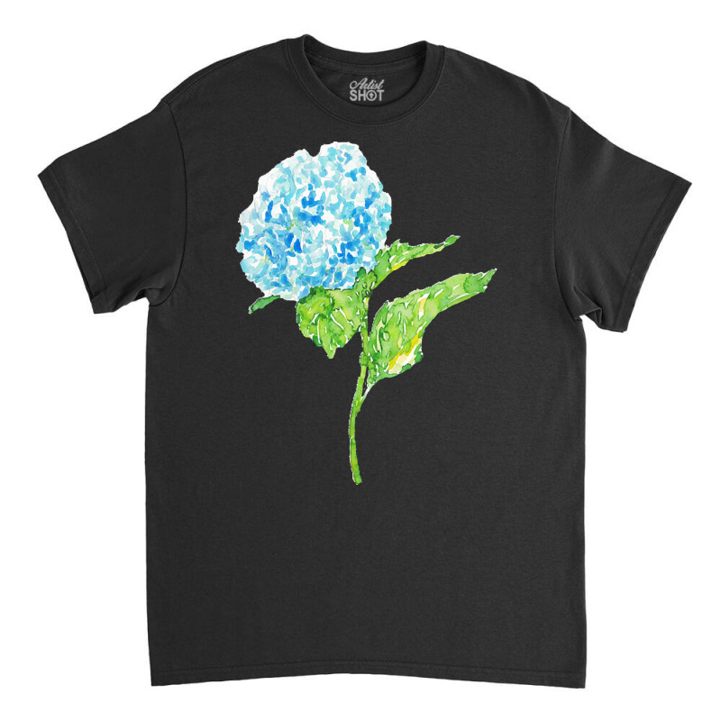 Hydrangea Flower Painting Blue Green T  Shirt Hydrangea Flower Paintin Classic T-shirt | Artistshot