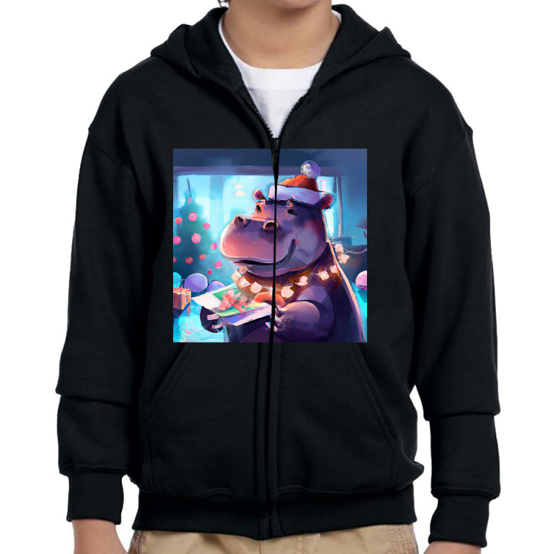 Limited Edition Cute Hippopotamus Drawing-m4hfr Youth Zipper Hoodie | Artistshot