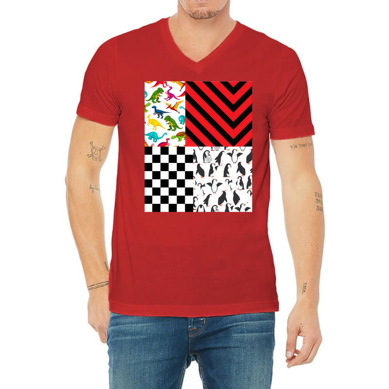 Dinosaur Checker Pattern  Weird Patterns V-neck Tee | Artistshot