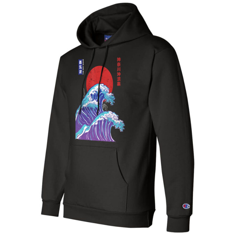 Hot Trend Big Wave Vaporwave Aesthetic 80s Anime Fashion Streetwear Champion Hoodie | Artistshot