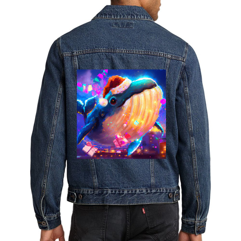 Hot Trend Cute Humpback Whale Drawing Men Denim Jacket | Artistshot