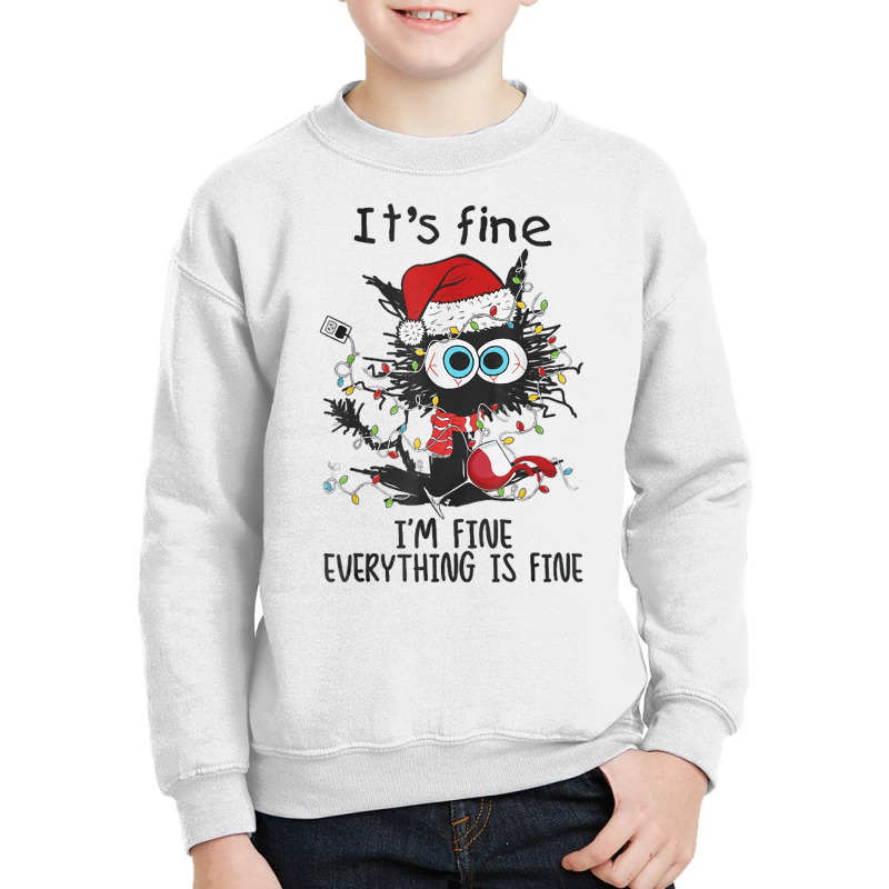 It's Fine I'm Fine Everything Is Fine Wine Glass Christmas T Shirt Youth Sweatshirt | Artistshot