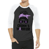 Crohn's Awareness Month Crohn's Warrior Purple Ribbon Womens 3/4 Sleeve Shirt | Artistshot