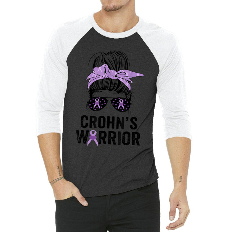 Crohn's Awareness Month Crohn's Warrior Purple Ribbon Womens 3/4 Sleeve Shirt | Artistshot