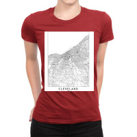 Cleveland White Map Ladies Fitted T-shirt | Artistshot