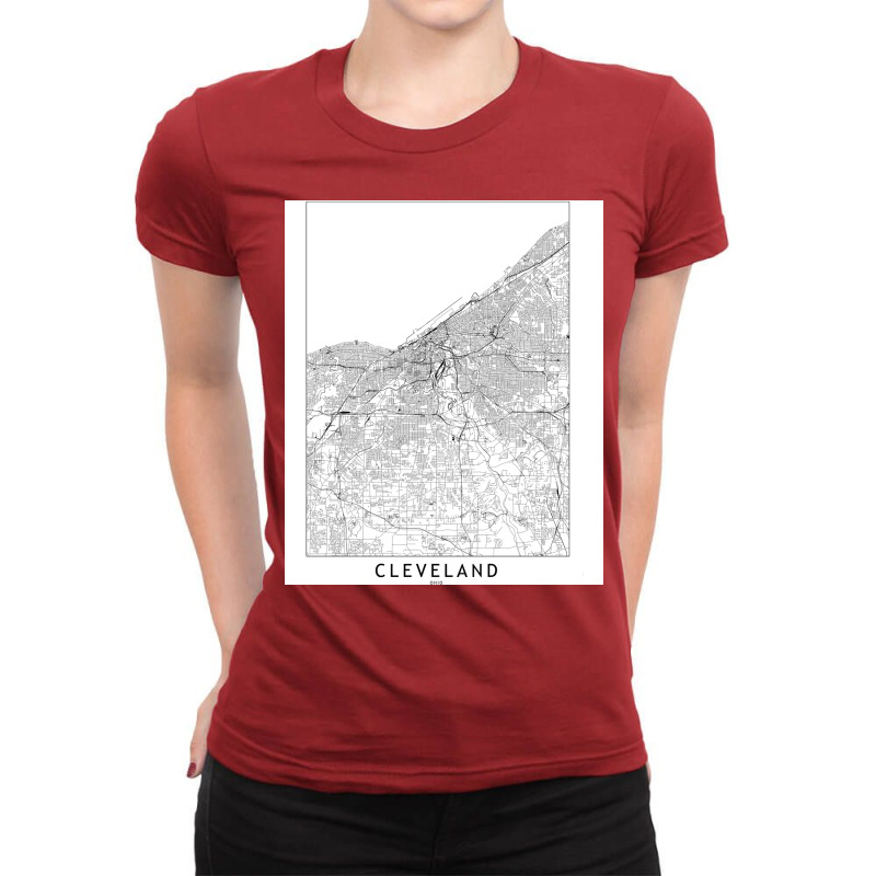 Cleveland White Map Ladies Fitted T-Shirt by toufieenteksd | Artistshot