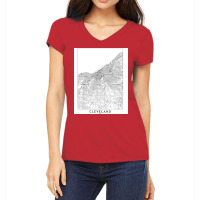 Cleveland White Map Women's V-neck T-shirt | Artistshot