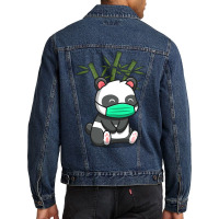 Hot Trend Cute Panda Sitting And Wearing Mask Men Denim Jacket | Artistshot