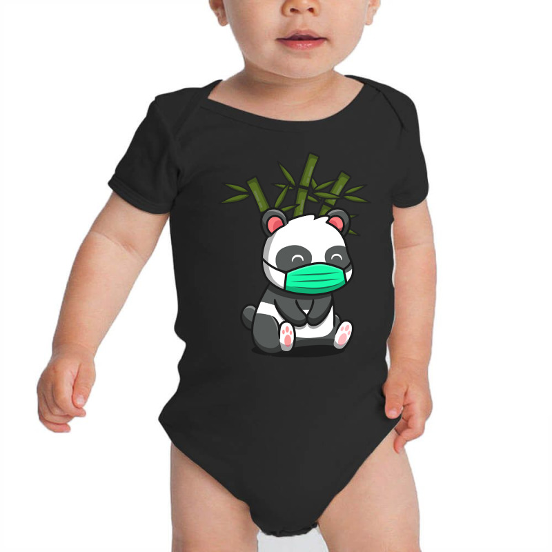 Hot Trend Cute Panda Sitting And Wearing Mask Baby Bodysuit | Artistshot