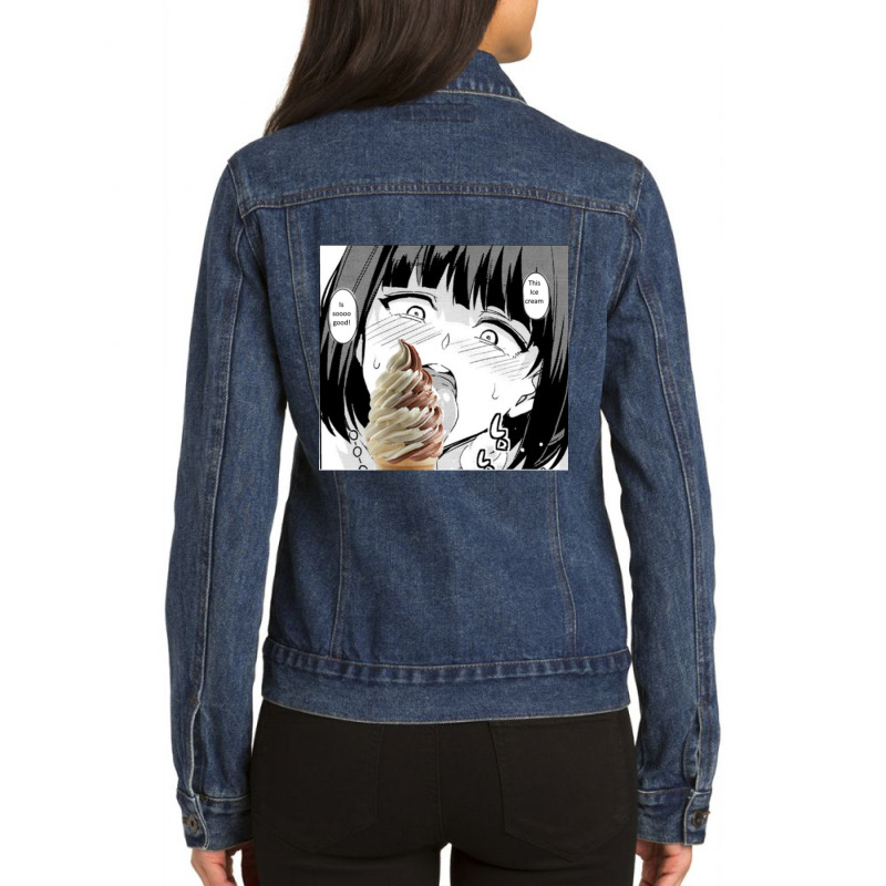 Girl Licking Ice Cream Ladies Denim Jacket by BarbaraJones | Artistshot