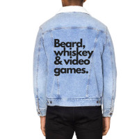 Beard, Whiskey   Video Games  Manly Whiskey Drinker Unisex Sherpa-lined Denim Jacket | Artistshot