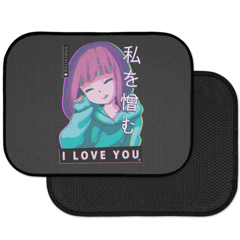 Hate Me I Love You Aesthetic Vaporwave Anime Girl Hentaii Rear Car Mat | Artistshot