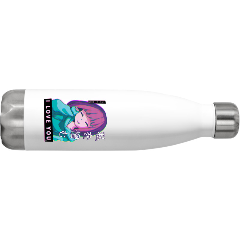 Hate Me I Love You Aesthetic Vaporwave Anime Girl Hentaii Stainless Steel Water Bottle | Artistshot