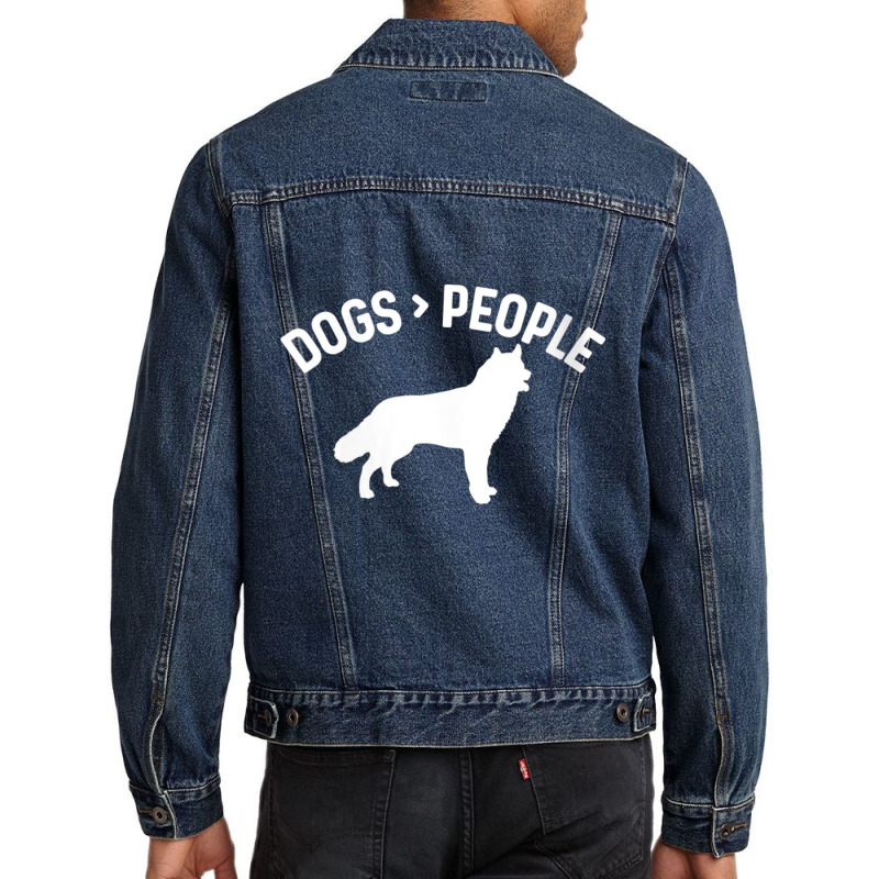 Womens Alaskan Malamute Dogs Greater Better Than People Funny Cute V N Men Denim Jacket | Artistshot