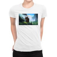 Aesthetics Moving Castle In Forest Ladies Fitted T-shirt | Artistshot