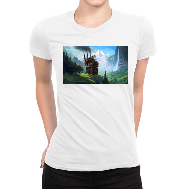 Aesthetics Moving Castle In Forest Ladies Fitted T-Shirt by jesusroger | Artistshot