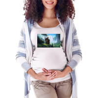 Aesthetics Moving Castle In Forest Maternity Scoop Neck T-shirt | Artistshot