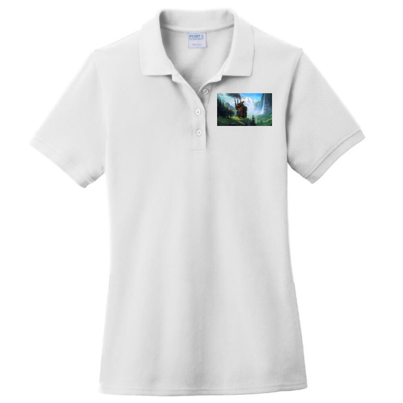 Aesthetics Moving Castle In Forest Ladies Polo Shirt by jesusroger | Artistshot