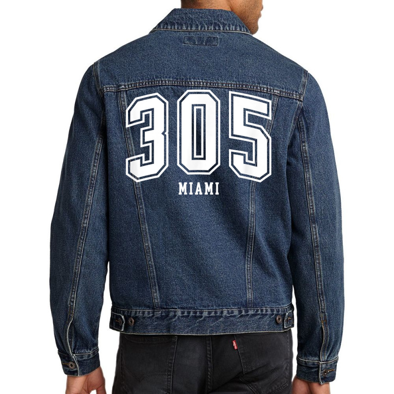 305 Miami Fl Arched Athletic Design T Shirt Men Denim Jacket | Artistshot