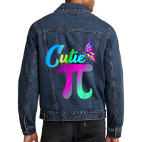 Pi Day Funny Cute Cutie Pi Pretty Math Butterfly Girls Pi Men Denim Jacket | Artistshot