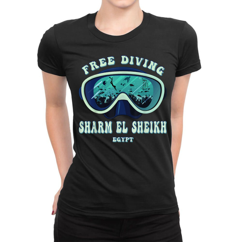 Free Diving, Sharm El Sheikh Egypt Underwater Divers Mask T Shirt Ladies Fitted T-Shirt by deemerx8lmshare | Artistshot