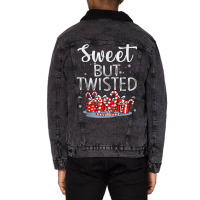 Sweet But Twisted Candy Cane Funny Christmas T Shirt Unisex Sherpa-lined Denim Jacket | Artistshot