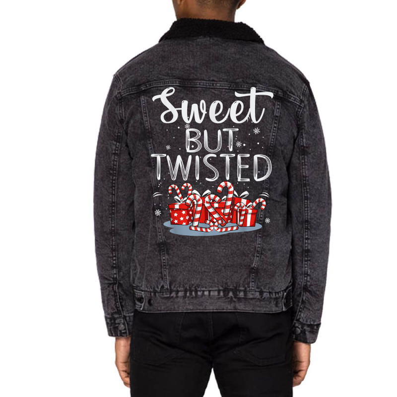 Sweet But Twisted Candy Cane Funny Christmas T Shirt Unisex Sherpa-lined Denim Jacket | Artistshot