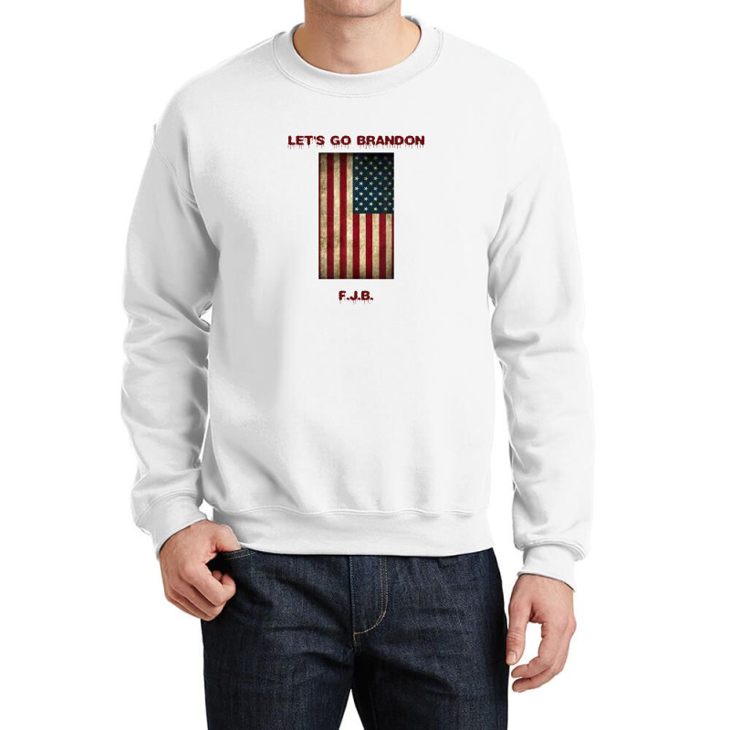 Love Brandon Let's Go American Flag Sideways Distress Crewneck Sweatshirt by zirulovuc | Artistshot